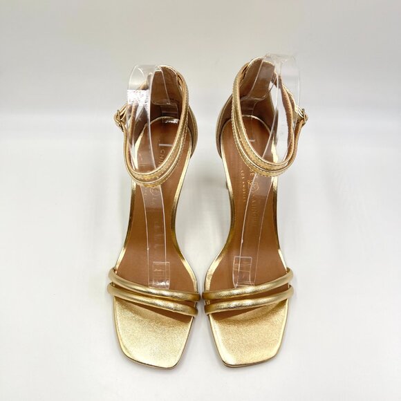 Chinese Laundry Womens Size 8 Gold Vegan Leather Dress‎ Sandals Heels Shoes - Picture 3 of 15